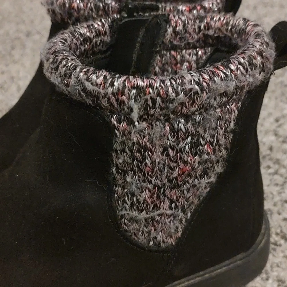 Black Ankle Boots with Knit Cuff